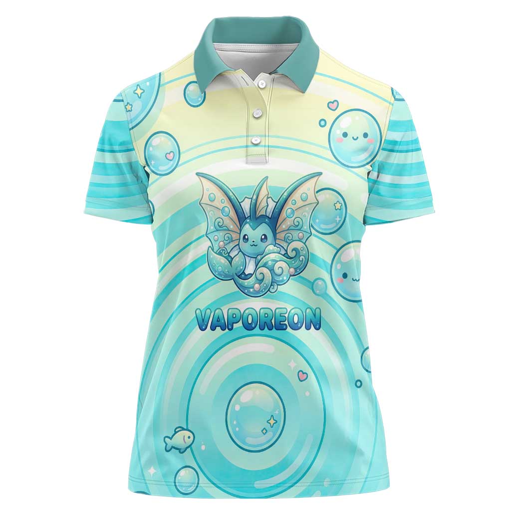 Vaporeon Women Polo Shirt Dreamy Ocean Bubble Fantasy Art