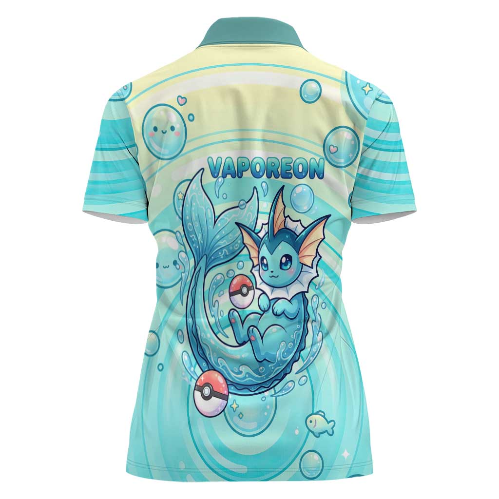 Vaporeon Women Polo Shirt Dreamy Ocean Bubble Fantasy Art