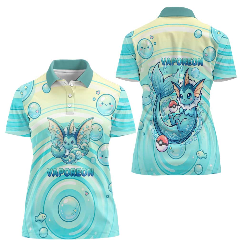 Vaporeon Women Polo Shirt Dreamy Ocean Bubble Fantasy Art