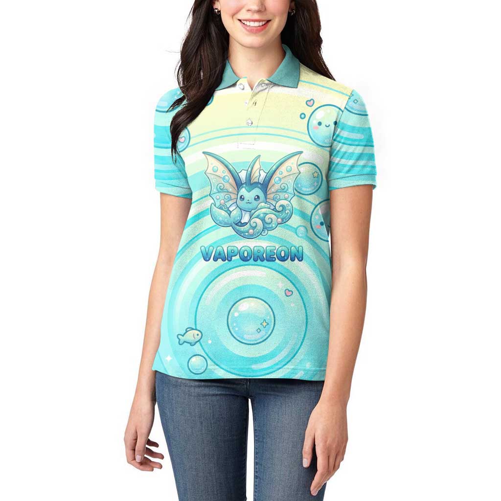 Vaporeon Women Polo Shirt Dreamy Ocean Bubble Fantasy Art