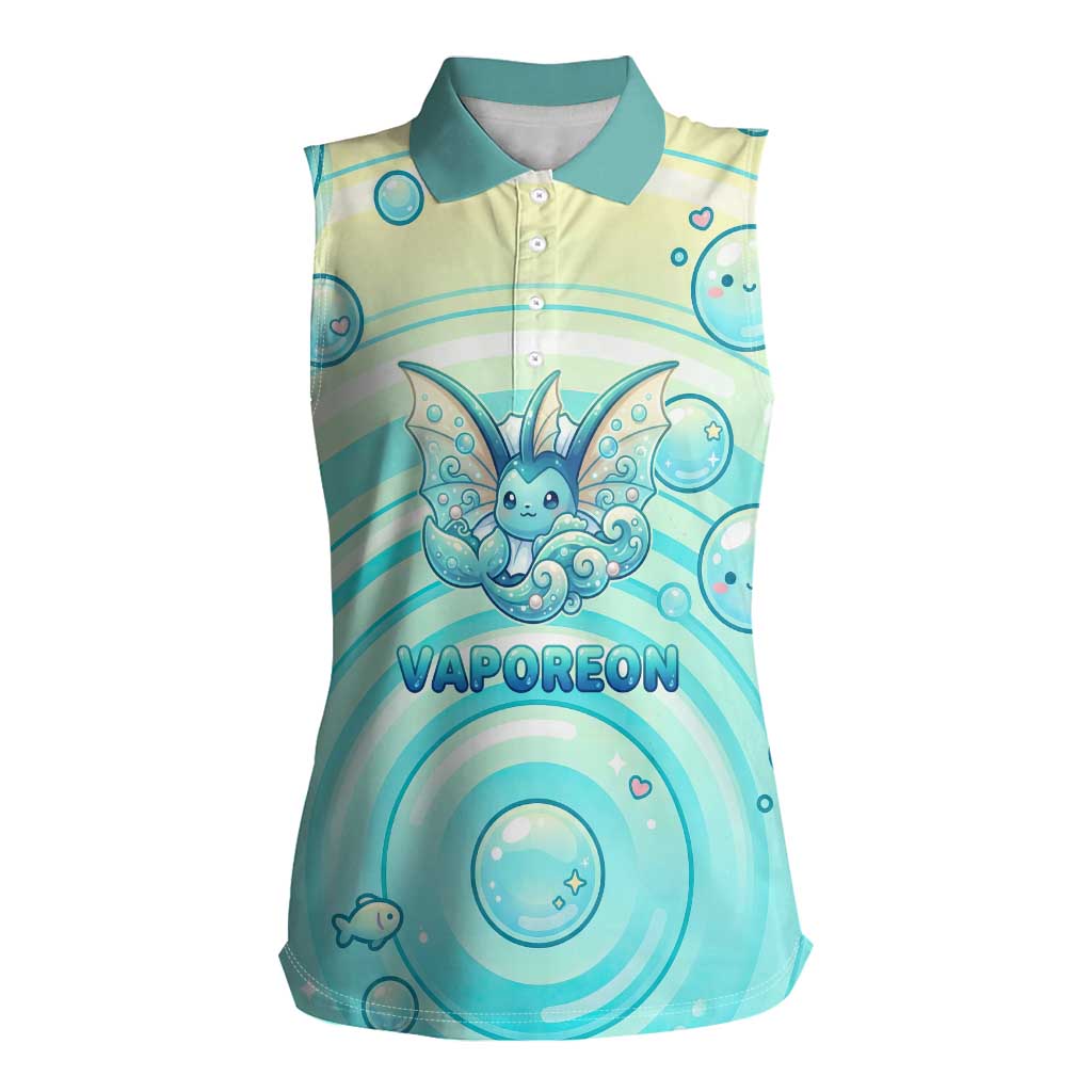 Vaporeon Women Sleeveless Polo Shirt Dreamy Ocean Bubble Fantasy Art