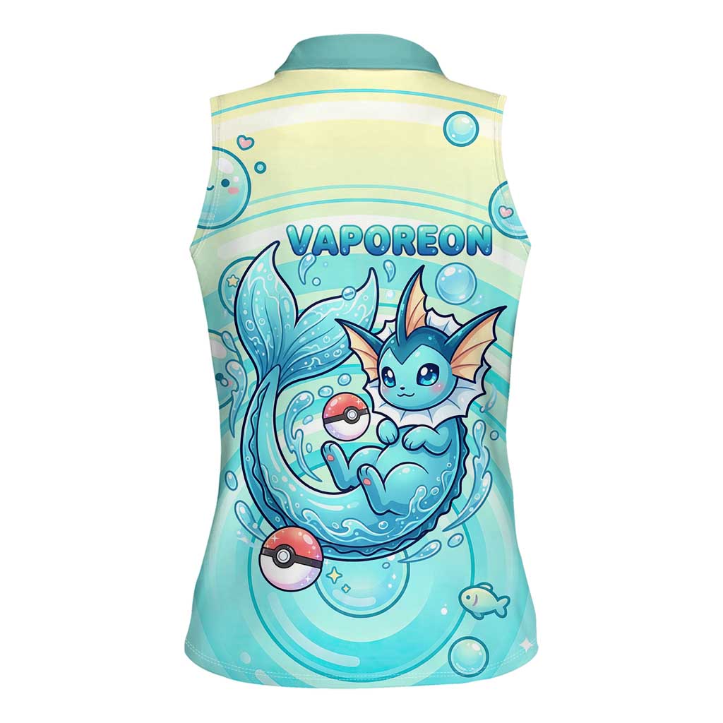 Vaporeon Women Sleeveless Polo Shirt Dreamy Ocean Bubble Fantasy Art