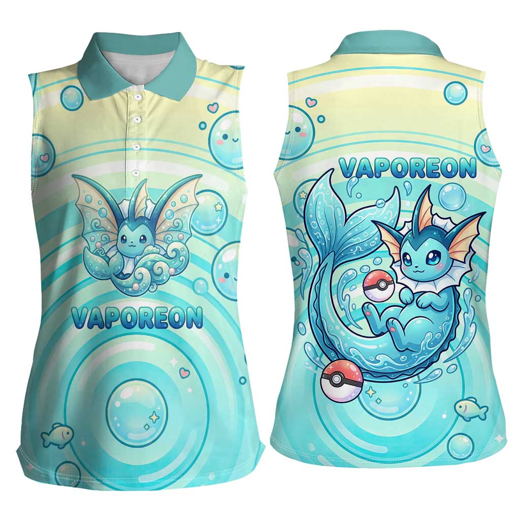 Vaporeon Women Sleeveless Polo Shirt Dreamy Ocean Bubble Fantasy Art