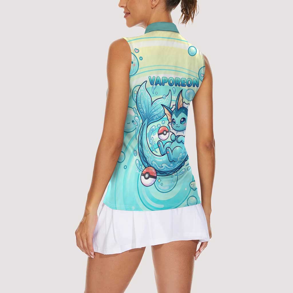 Vaporeon Women Sleeveless Polo Shirt Dreamy Ocean Bubble Fantasy Art
