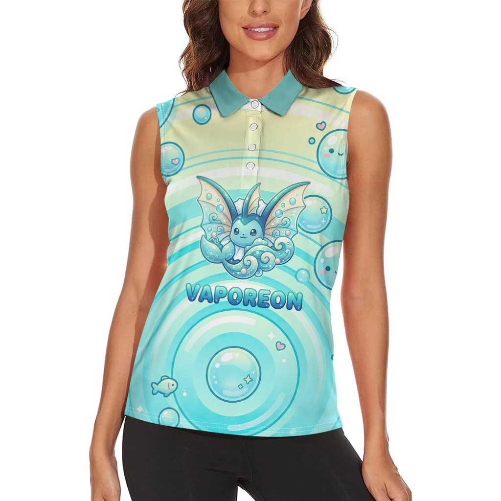 Vaporeon Women Sleeveless Polo Shirt Dreamy Ocean Bubble Fantasy Art