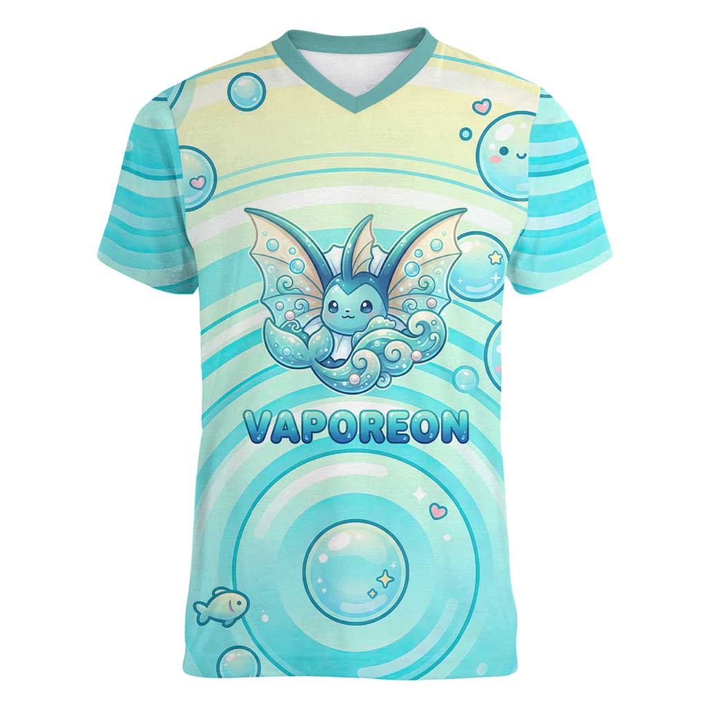 Vaporeon Women V-Neck T-Shirt Dreamy Ocean Bubble Fantasy Art