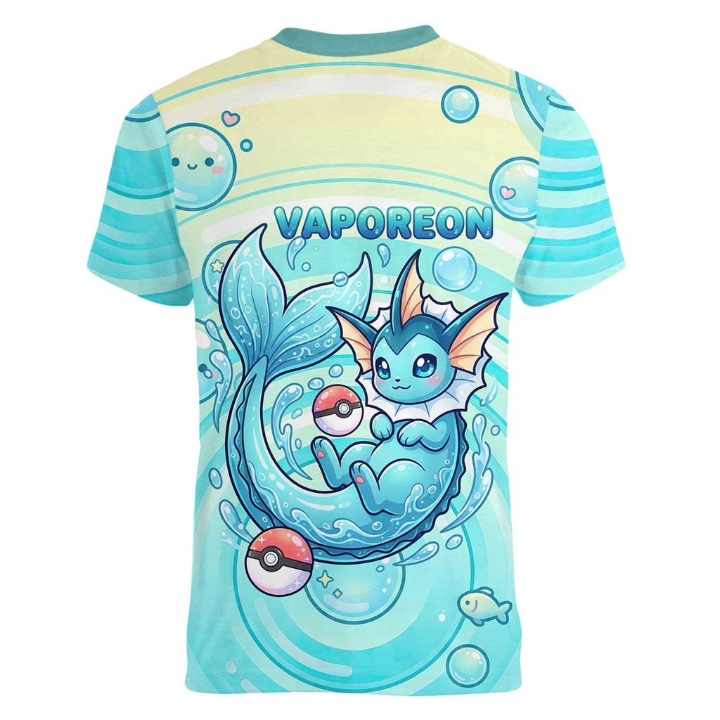 Vaporeon Women V-Neck T-Shirt Dreamy Ocean Bubble Fantasy Art