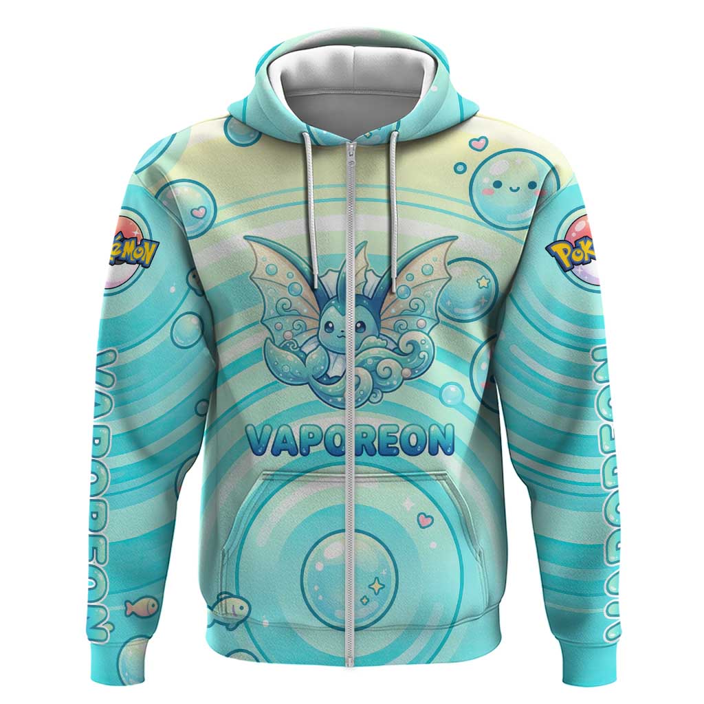 Vaporeon Zip Hoodie Dreamy Ocean Bubble Fantasy Art