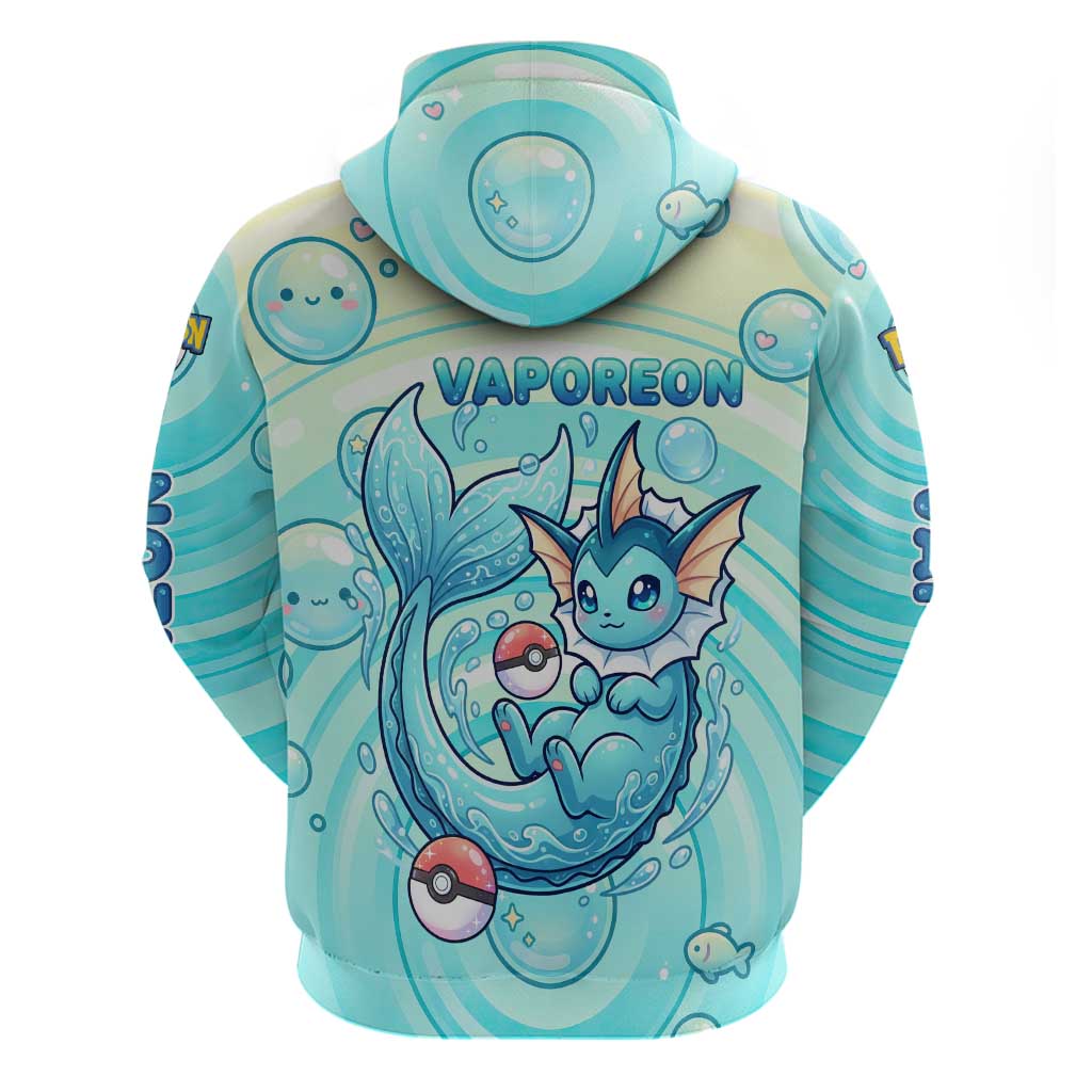 Vaporeon Zip Hoodie Dreamy Ocean Bubble Fantasy Art