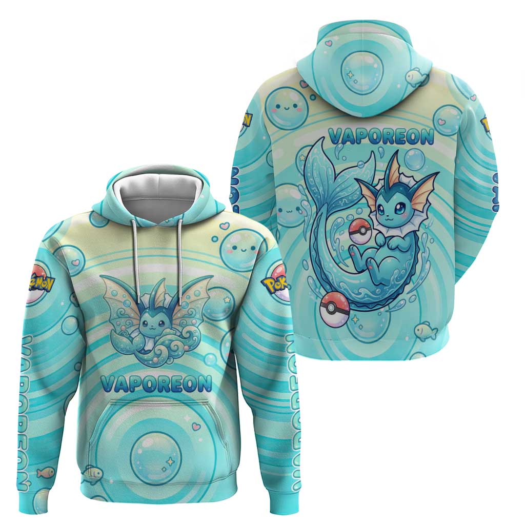 Vaporeon Zip Hoodie Dreamy Ocean Bubble Fantasy Art