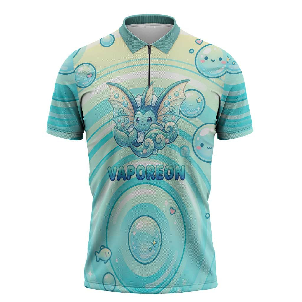 Vaporeon Zipper Polo Shirt Dreamy Ocean Bubble Fantasy Art