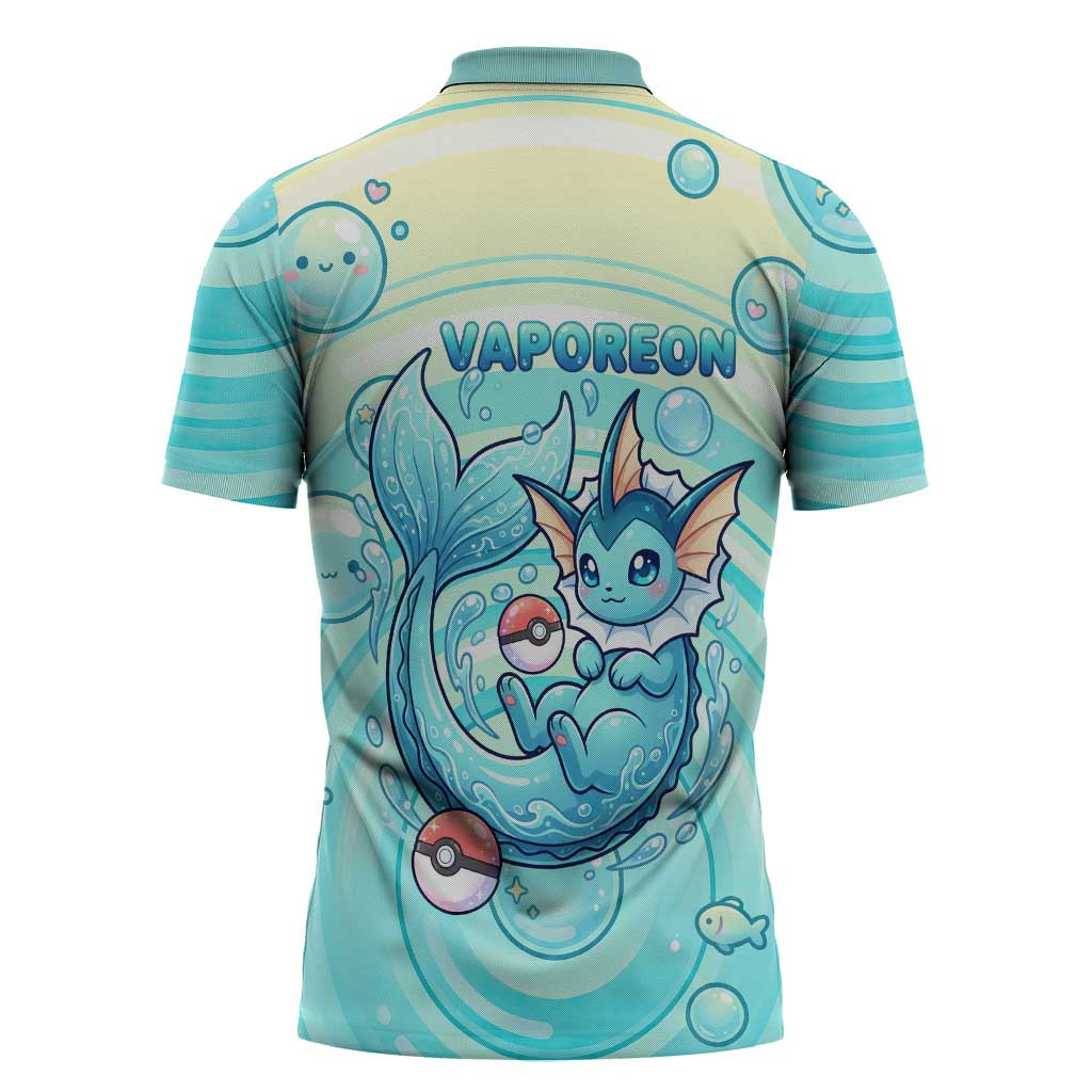Vaporeon Zipper Polo Shirt Dreamy Ocean Bubble Fantasy Art