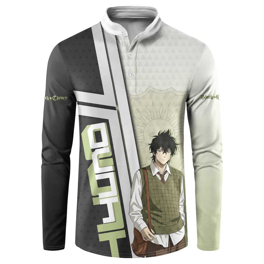 Black Clover Yuno Button Sweatshirt Vintage Scholar Anime Style