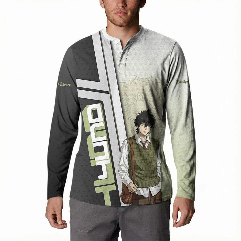 Black Clover Yuno Button Sweatshirt Vintage Scholar Anime Style