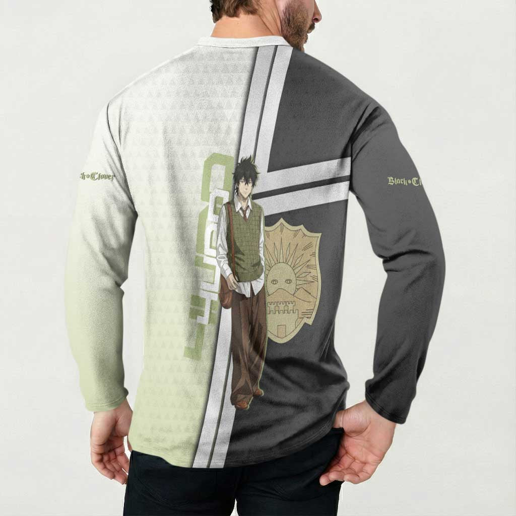 Black Clover Yuno Button Sweatshirt Vintage Scholar Anime Style