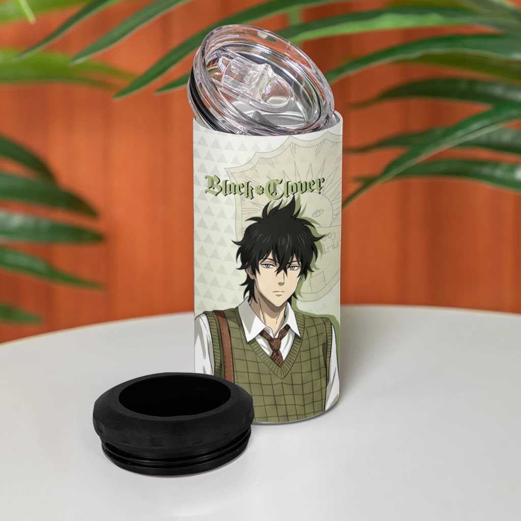 Black Clover Yuno 4 in 1 Can Cooler Tumbler Vintage Scholar Anime Style