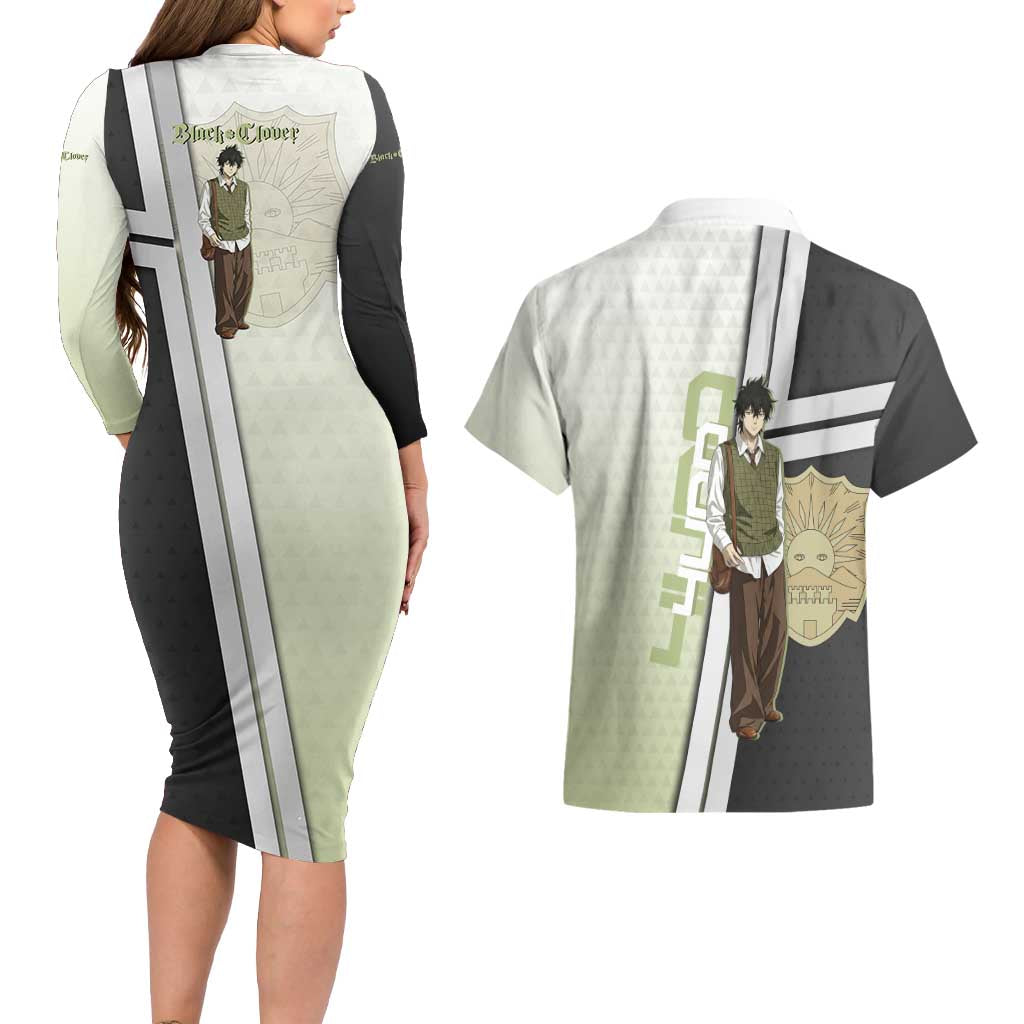 Black Clover Yuno Couples Matching Long Sleeve Bodycon Dress and Hawaiian Shirt Vintage Scholar Anime Style