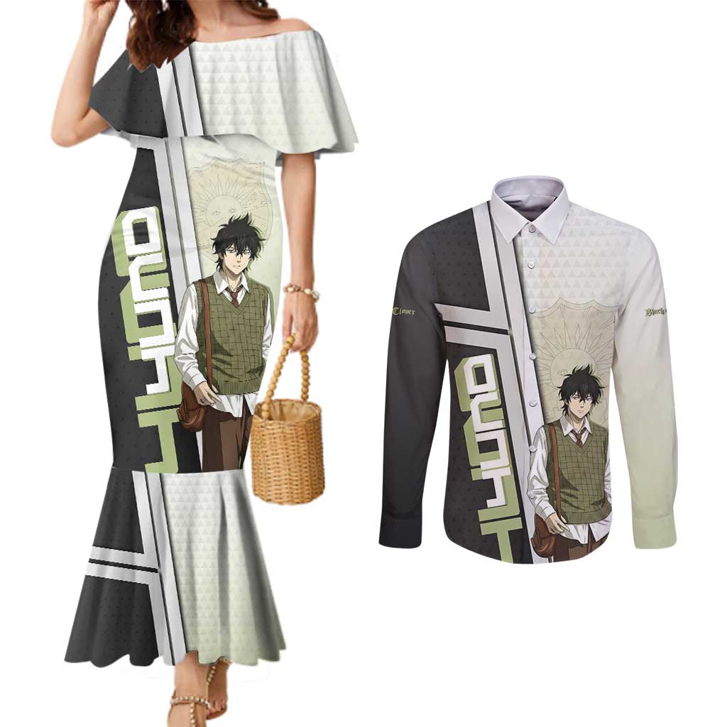 Black Clover Yuno Couples Matching Mermaid Dress and Long Sleeve Button Shirt Vintage Scholar Anime Style