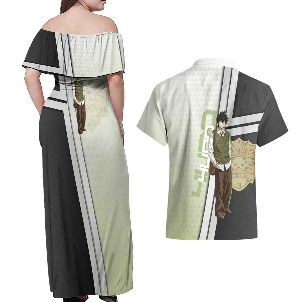 Black Clover Yuno Couples Matching Off Shoulder Maxi Dress and Hawaiian Shirt Vintage Scholar Anime Style