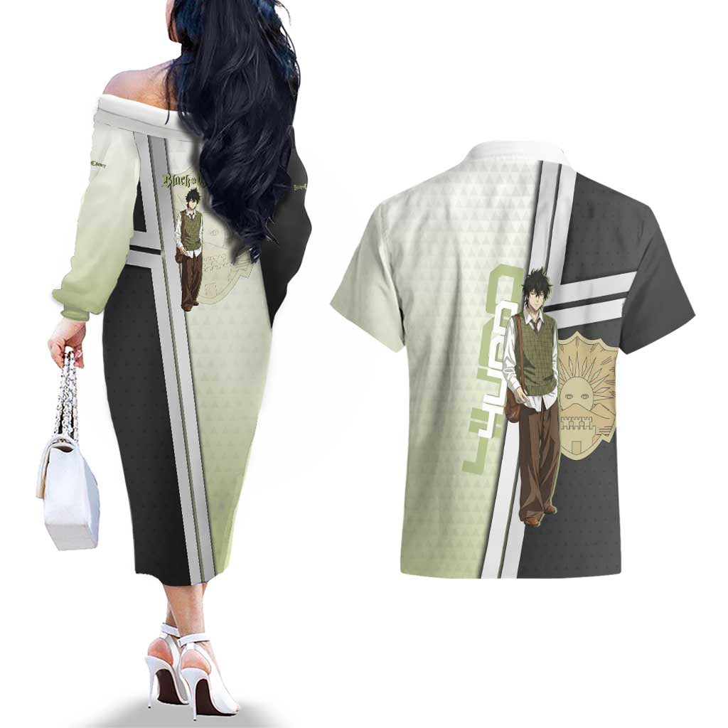 Black Clover Yuno Couples Matching Off The Shoulder Long Sleeve Dress and Hawaiian Shirt Vintage Scholar Anime Style