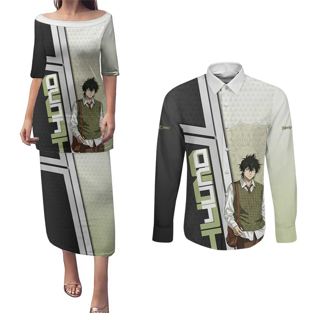 Black Clover Yuno Couples Matching Puletasi and Long Sleeve Button Shirt Vintage Scholar Anime Style