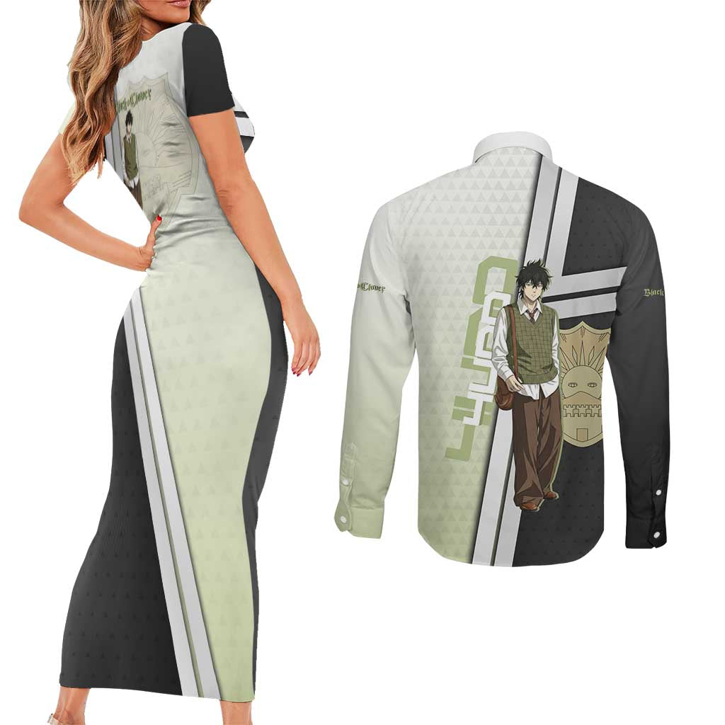 Black Clover Yuno Couples Matching Short Sleeve Bodycon Dress and Long Sleeve Button Shirt Vintage Scholar Anime Style