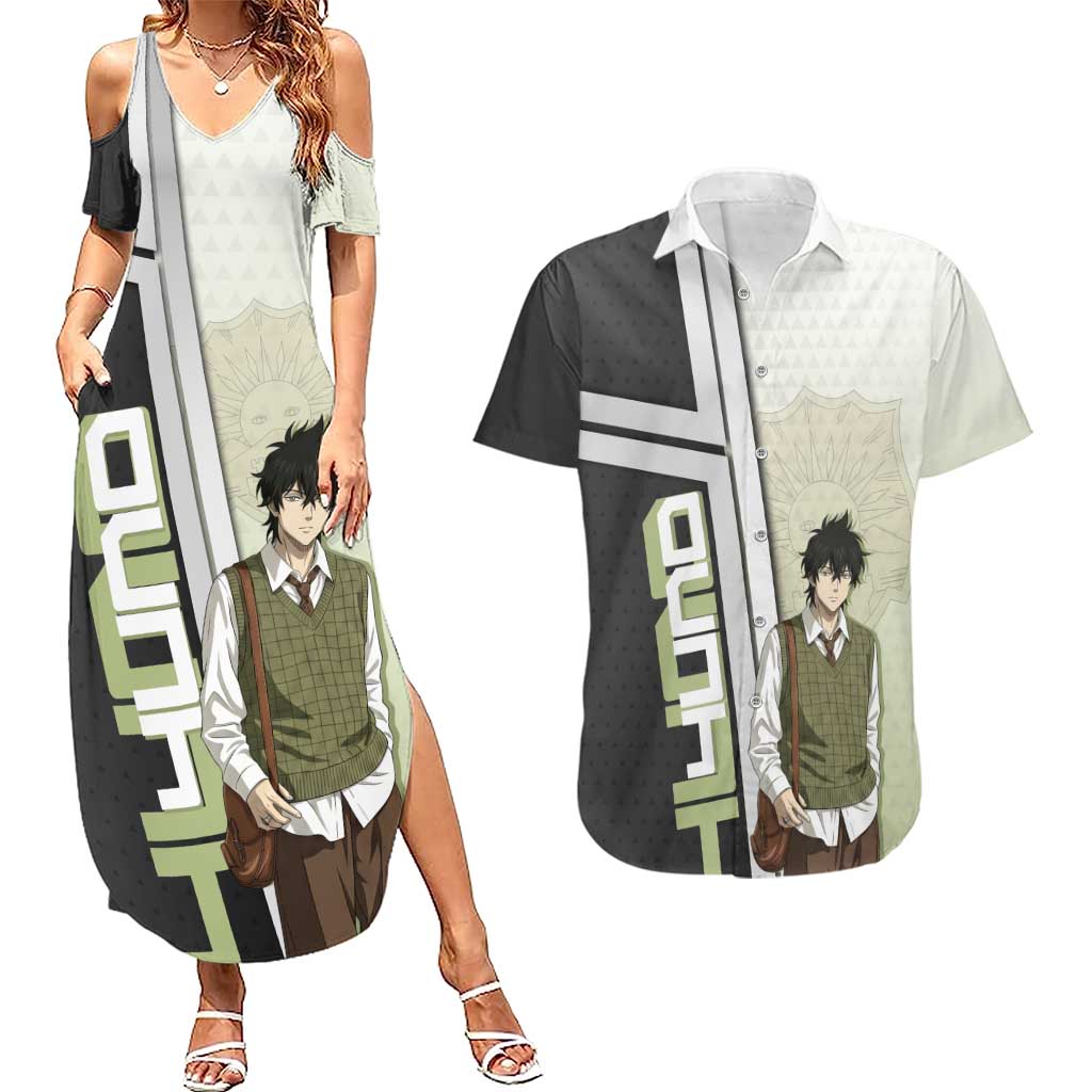 Black Clover Yuno Couples Matching Summer Maxi Dress and Hawaiian Shirt Vintage Scholar Anime Style