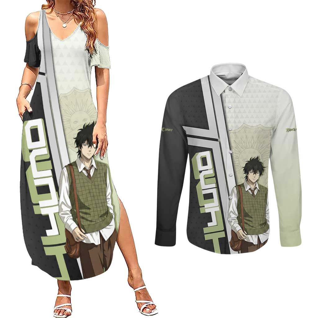 Black Clover Yuno Couples Matching Summer Maxi Dress and Long Sleeve Button Shirt Vintage Scholar Anime Style