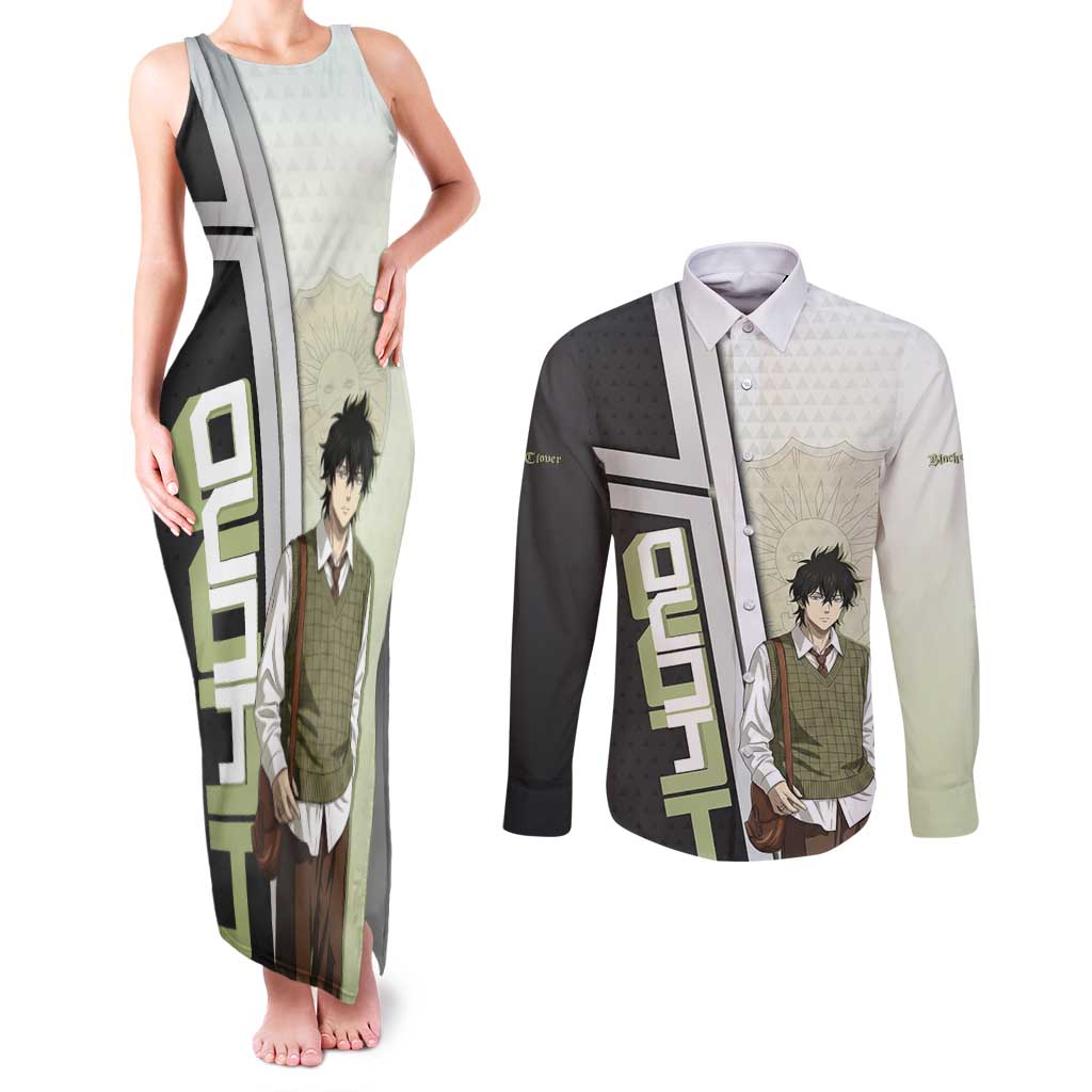 Black Clover Yuno Couples Matching Tank Maxi Dress and Long Sleeve Button Shirt Vintage Scholar Anime Style