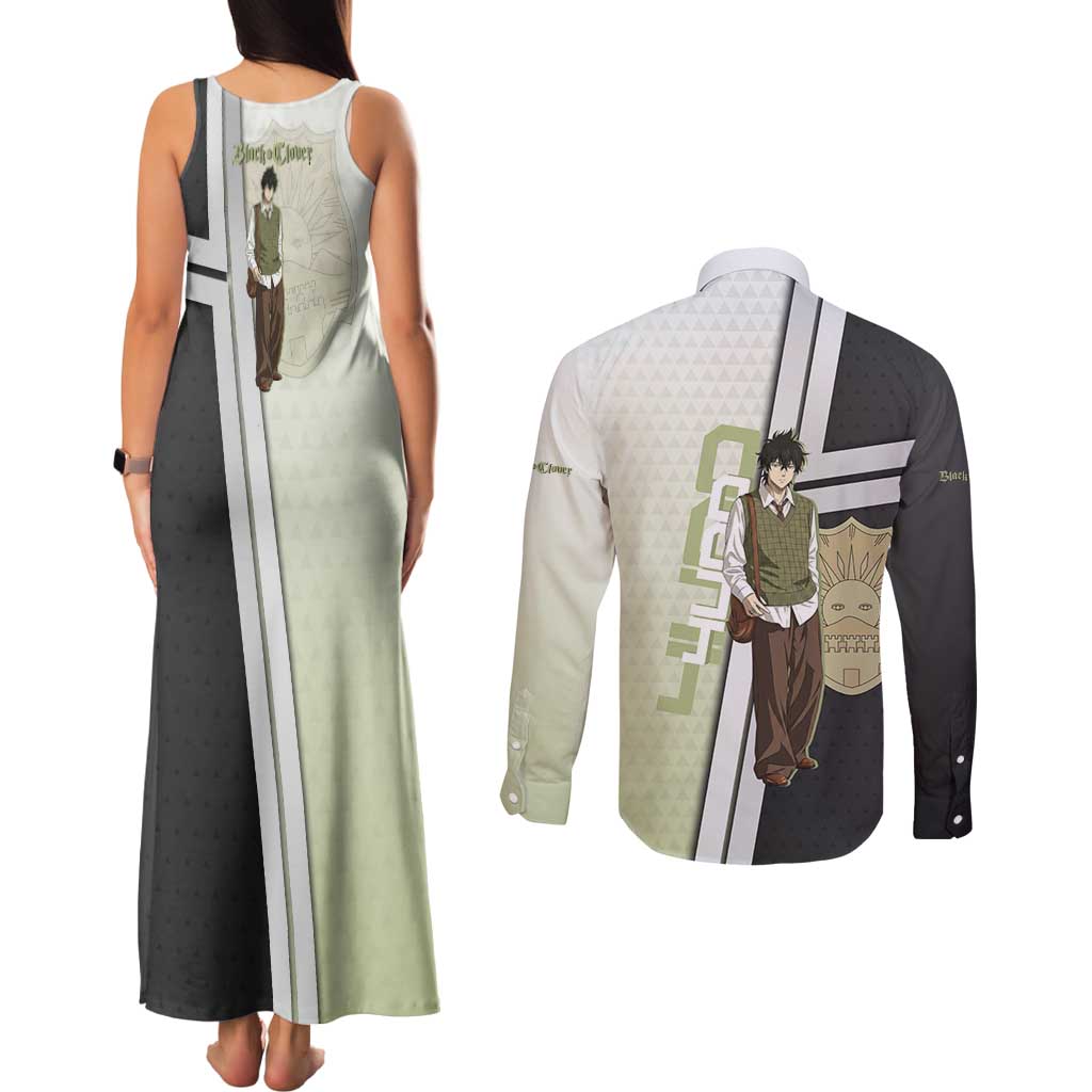 Black Clover Yuno Couples Matching Tank Maxi Dress and Long Sleeve Button Shirt Vintage Scholar Anime Style