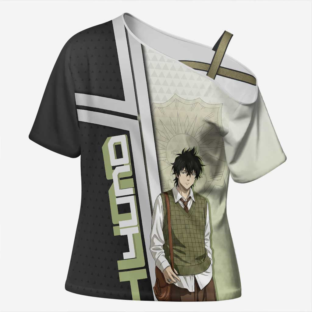 Black Clover Yuno Cross Shoulder Shirt Vintage Scholar Anime Style