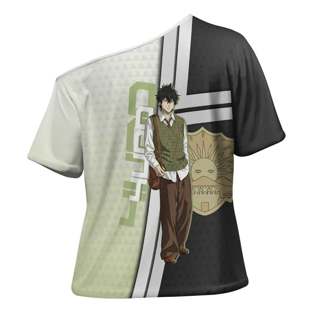 Black Clover Yuno Cross Shoulder Shirt Vintage Scholar Anime Style