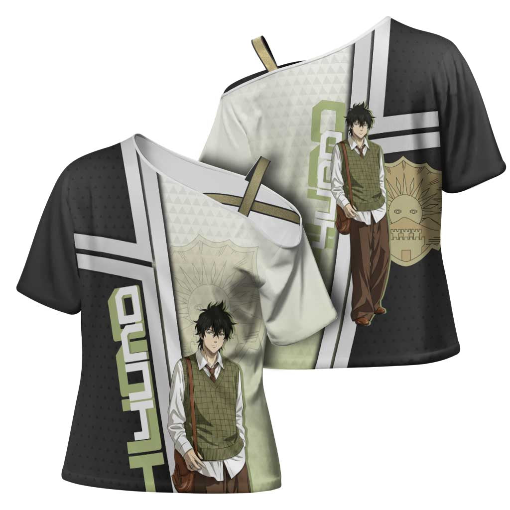 Black Clover Yuno Cross Shoulder Shirt Vintage Scholar Anime Style