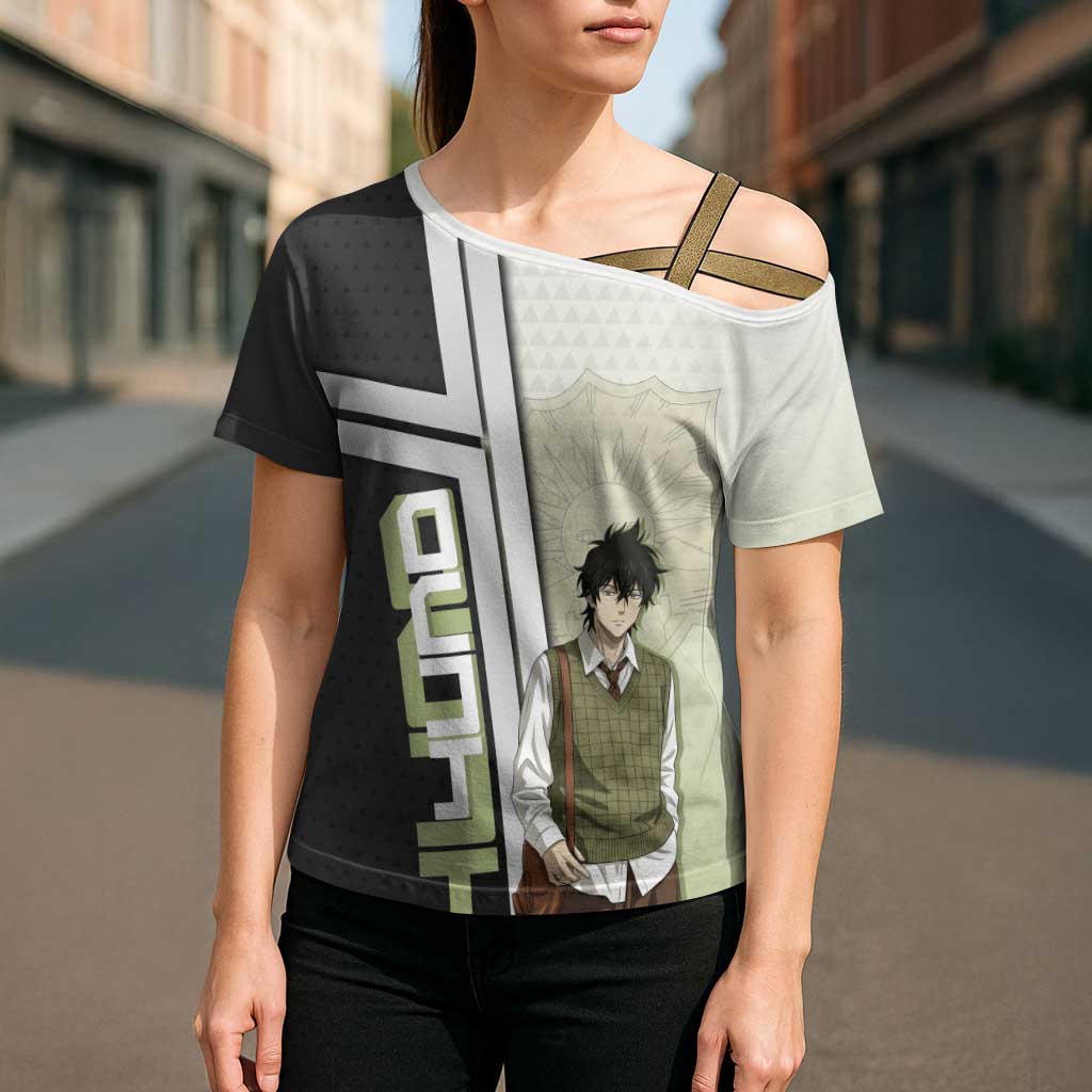 Black Clover Yuno Cross Shoulder Shirt Vintage Scholar Anime Style