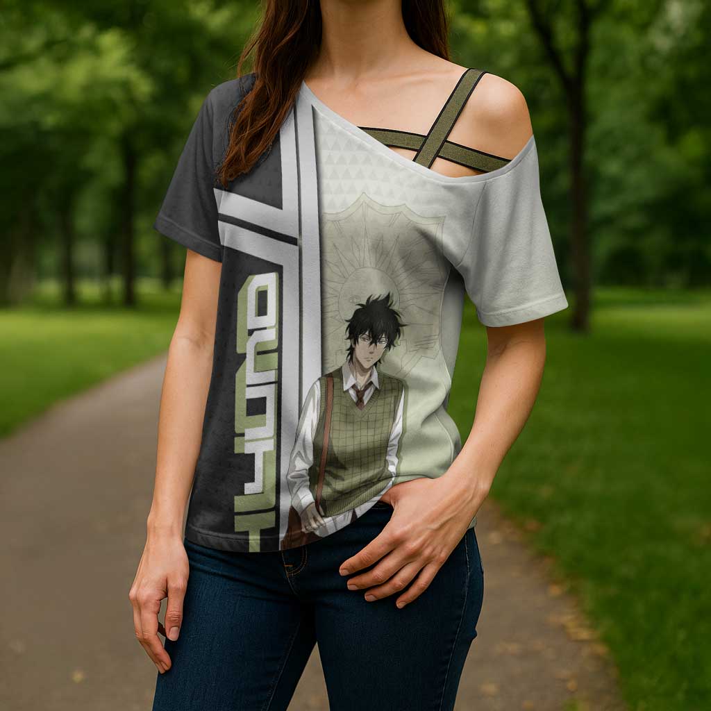 Black Clover Yuno Cross Shoulder Shirt Vintage Scholar Anime Style