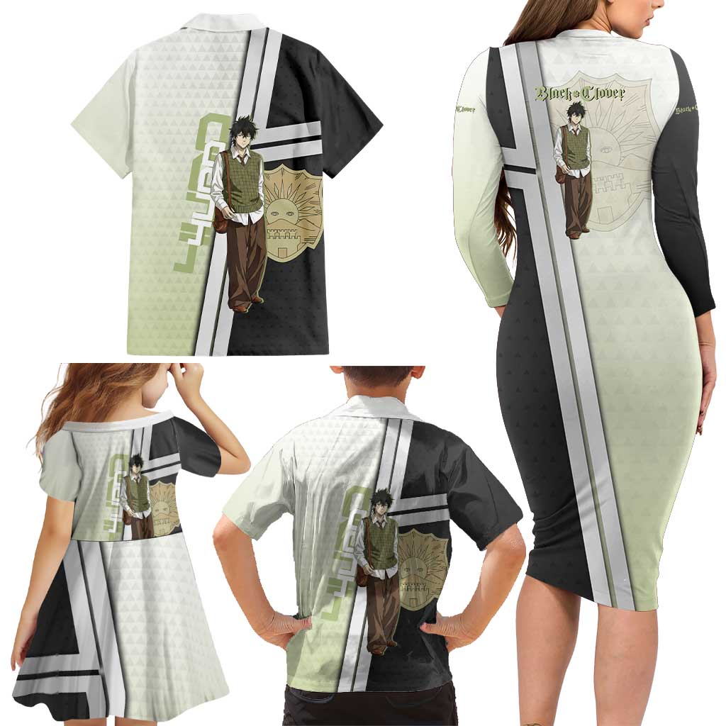Black Clover Yuno Family Matching Long Sleeve Bodycon Dress and Hawaiian Shirt Vintage Scholar Anime Style