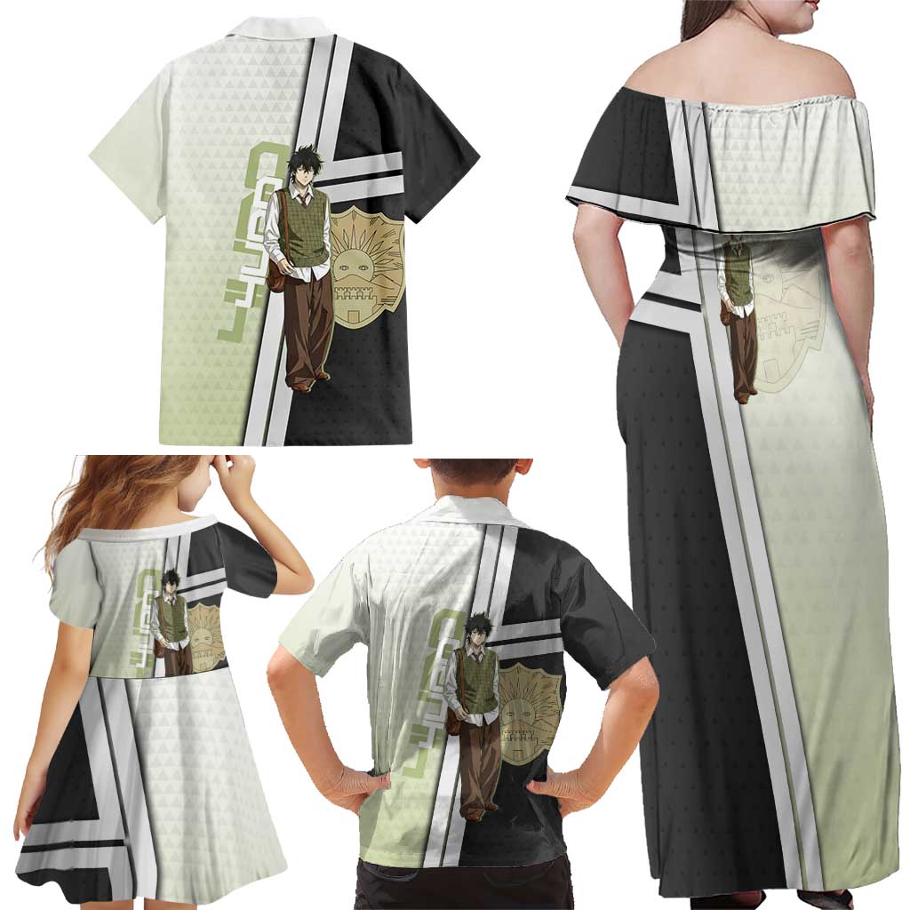 Black Clover Yuno Family Matching Off Shoulder Maxi Dress and Hawaiian Shirt Vintage Scholar Anime Style