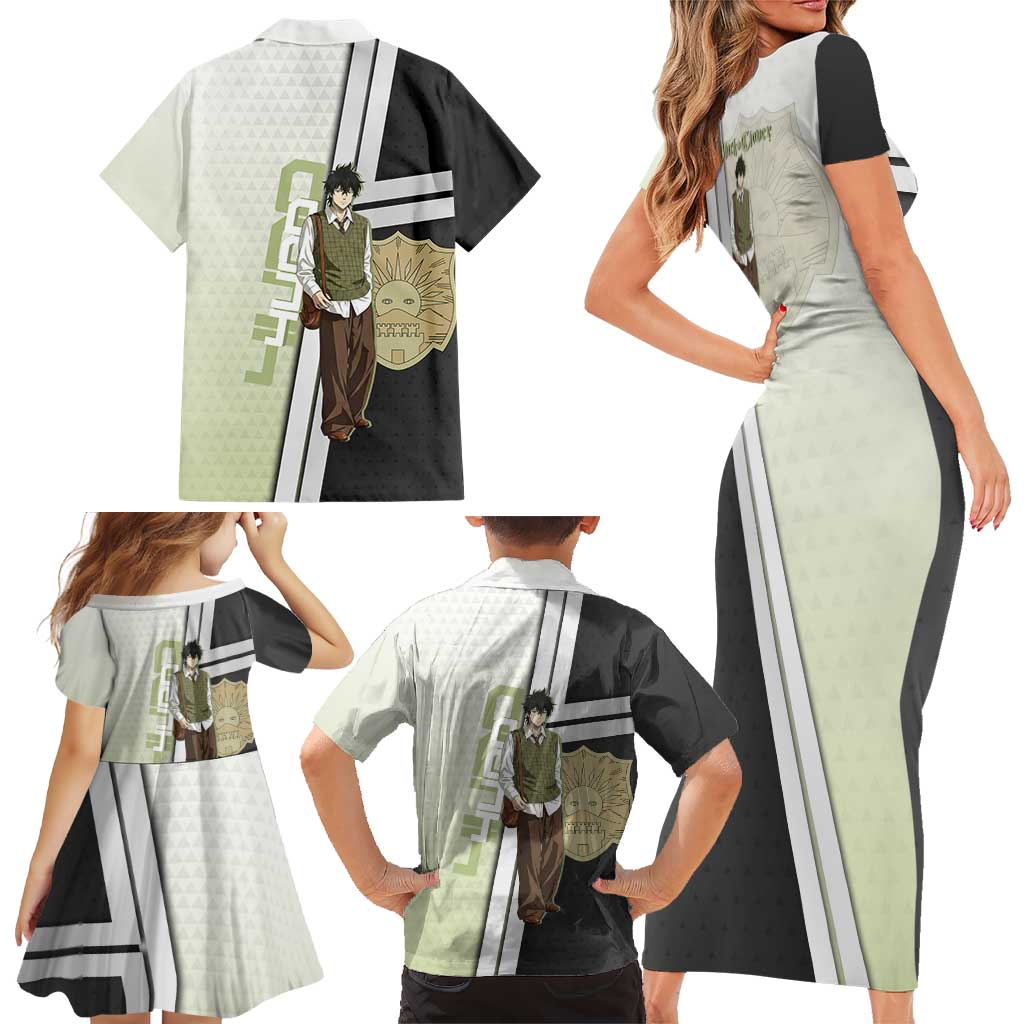 Black Clover Yuno Family Matching Short Sleeve Bodycon Dress and Hawaiian Shirt Vintage Scholar Anime Style