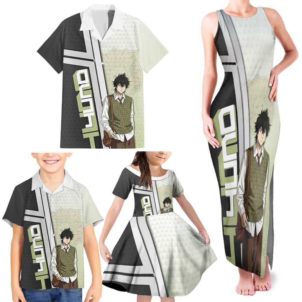 Black Clover Yuno Family Matching Tank Maxi Dress and Hawaiian Shirt Vintage Scholar Anime Style