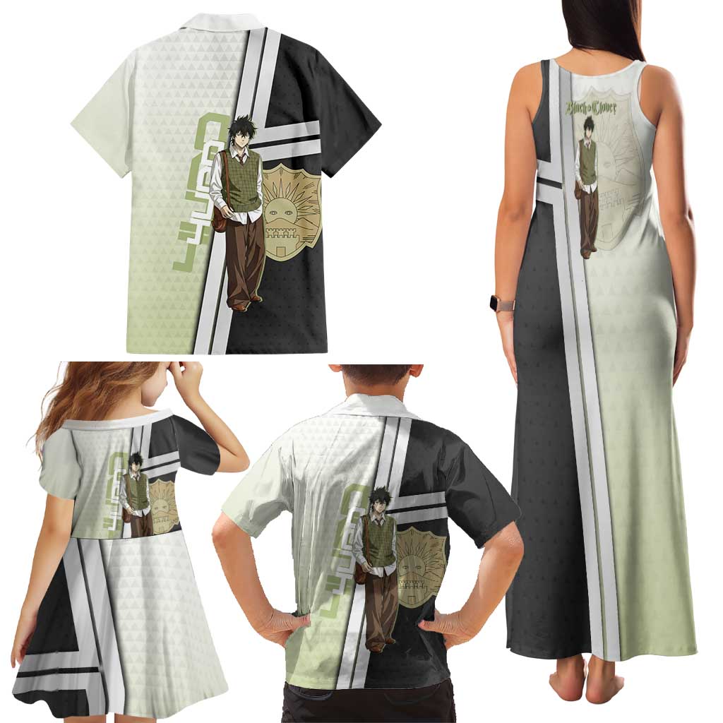 Black Clover Yuno Family Matching Tank Maxi Dress and Hawaiian Shirt Vintage Scholar Anime Style