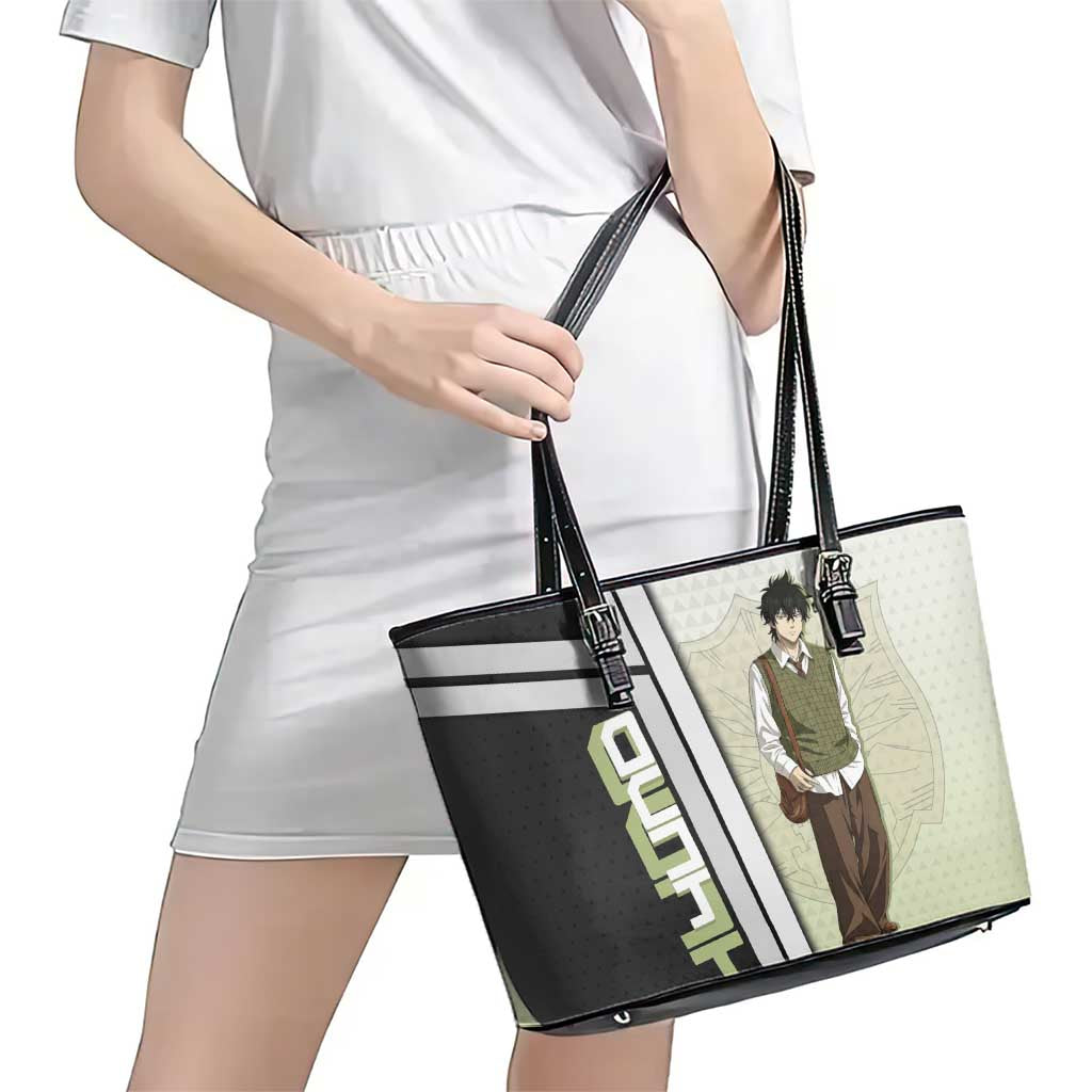 Black Clover Yuno Leather Tote Bag Vintage Scholar Anime Style