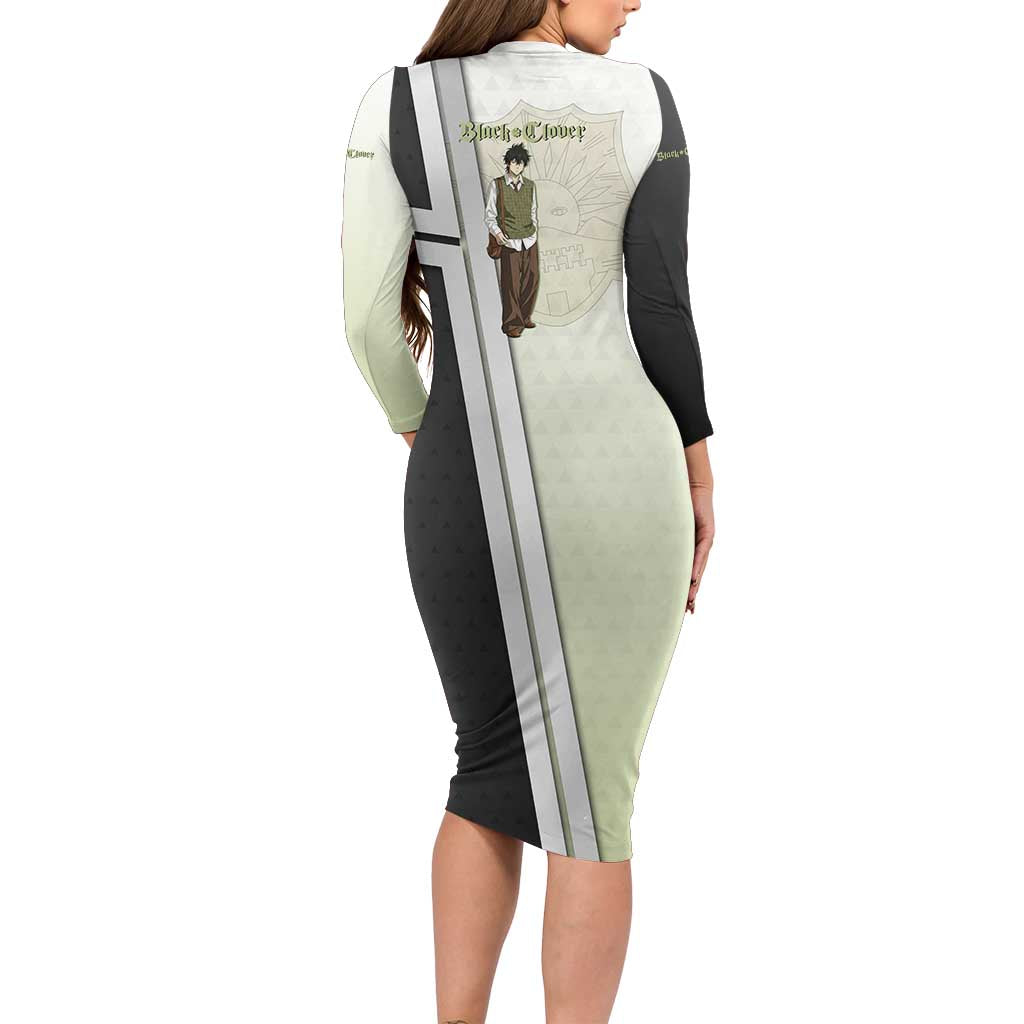 Black Clover Yuno Long Sleeve Bodycon Dress Vintage Scholar Anime Style