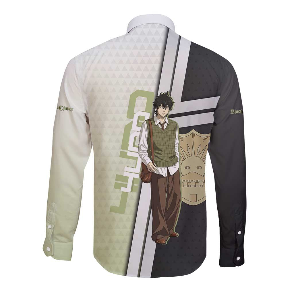 Black Clover Yuno Long Sleeve Button Shirt Vintage Scholar Anime Style