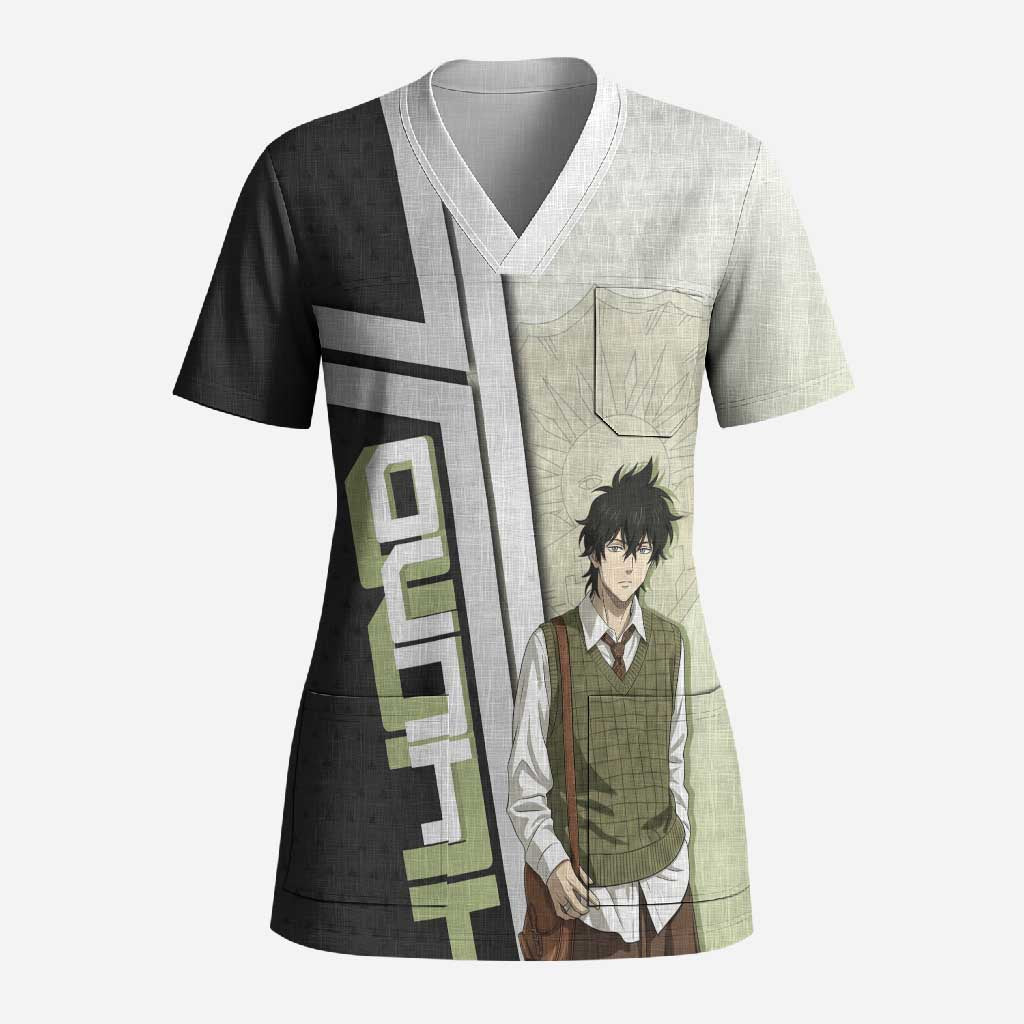 Black Clover Yuno Scrub Top Vintage Scholar Anime Style