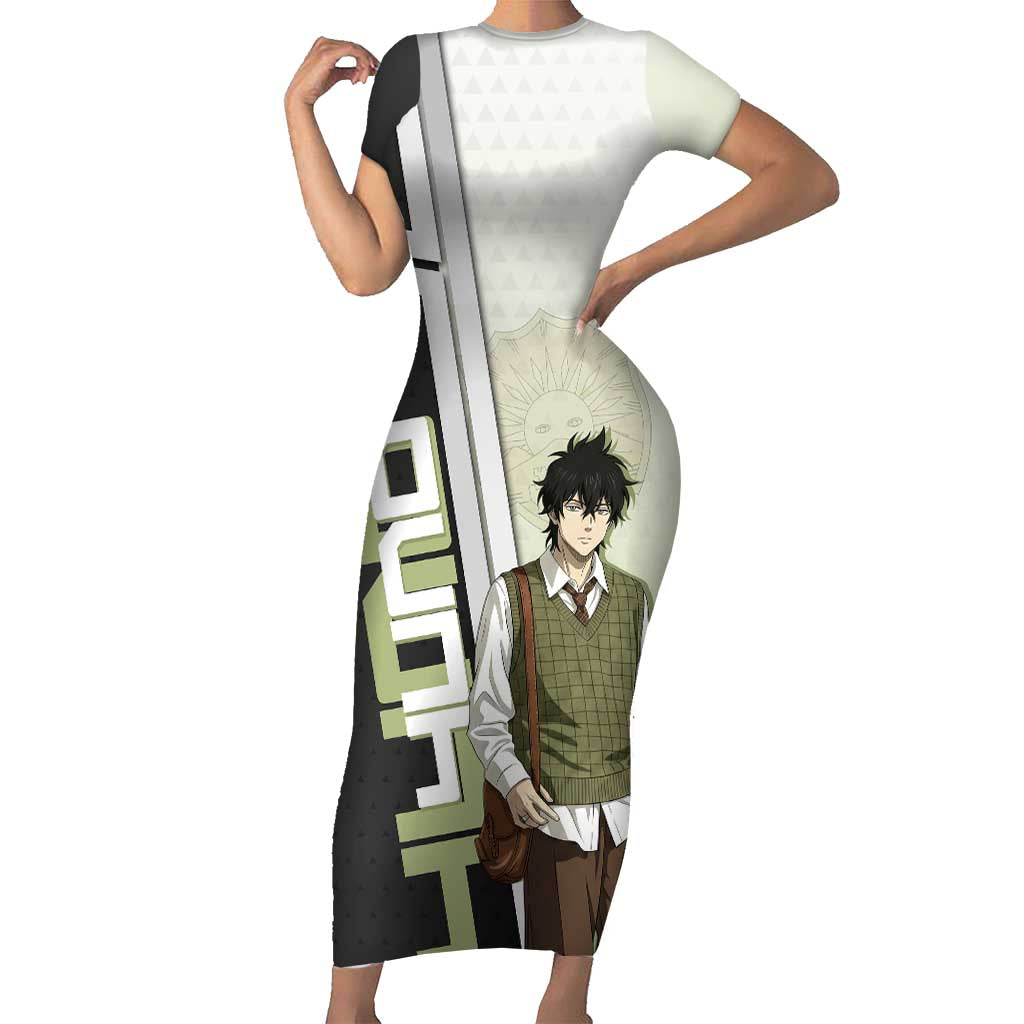 Black Clover Yuno Short Sleeve Bodycon Dress Vintage Scholar Anime Style