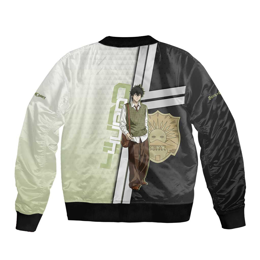Black Clover Yuno Sleeve Zip Bomber Jacket Vintage Scholar Anime Style