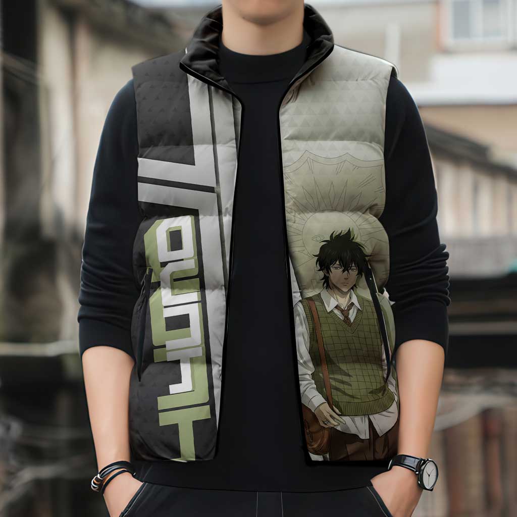 Black Clover Yuno Sleeveless Puffer Jacket Vintage Scholar Anime Style