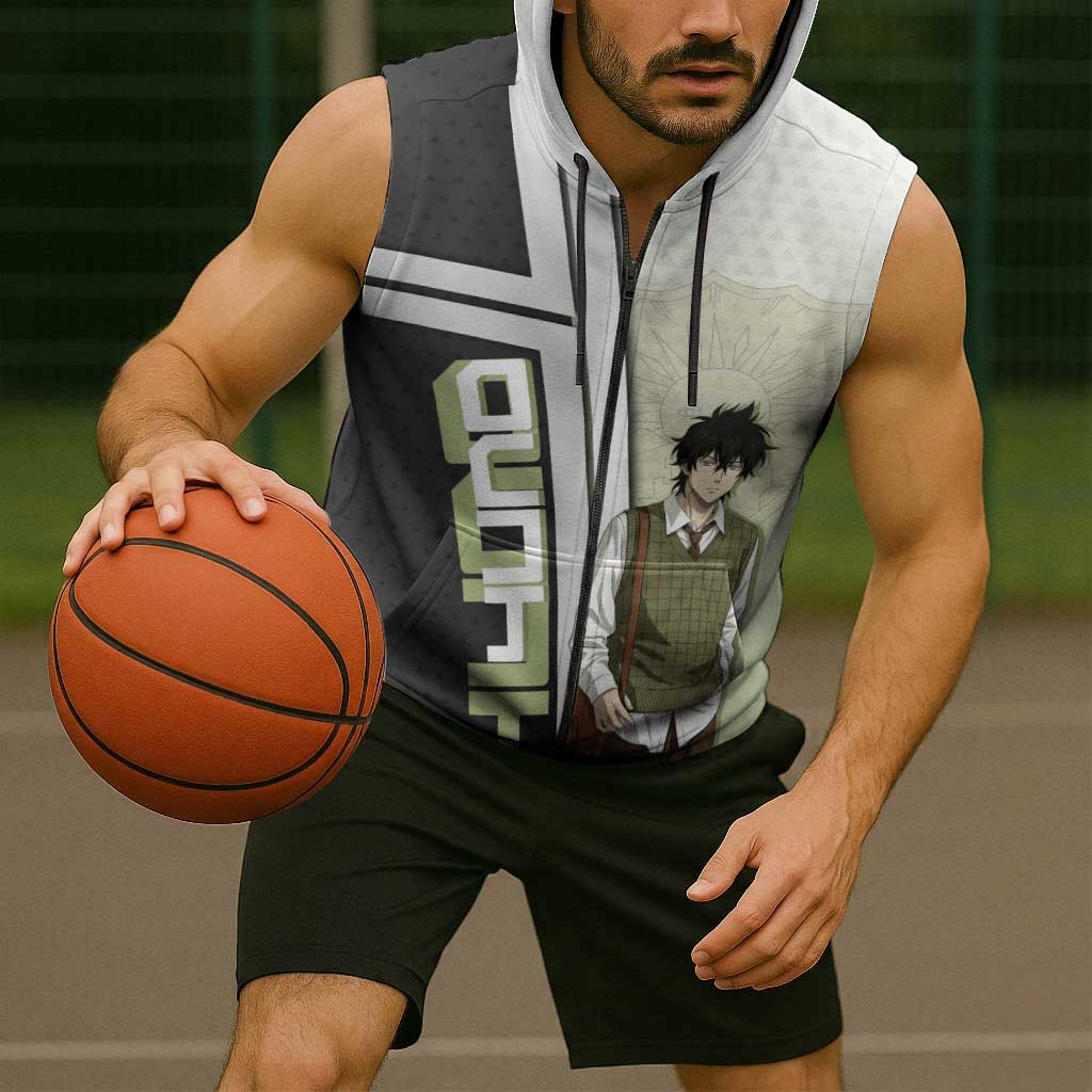 Black Clover Yuno Sleeveless Zip Hoodie Vintage Scholar Anime Style