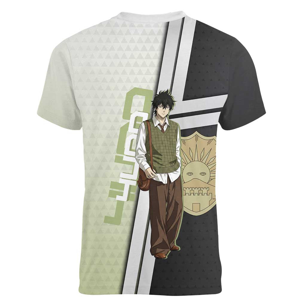 Black Clover Yuno Women V-Neck T-Shirt Vintage Scholar Anime Style