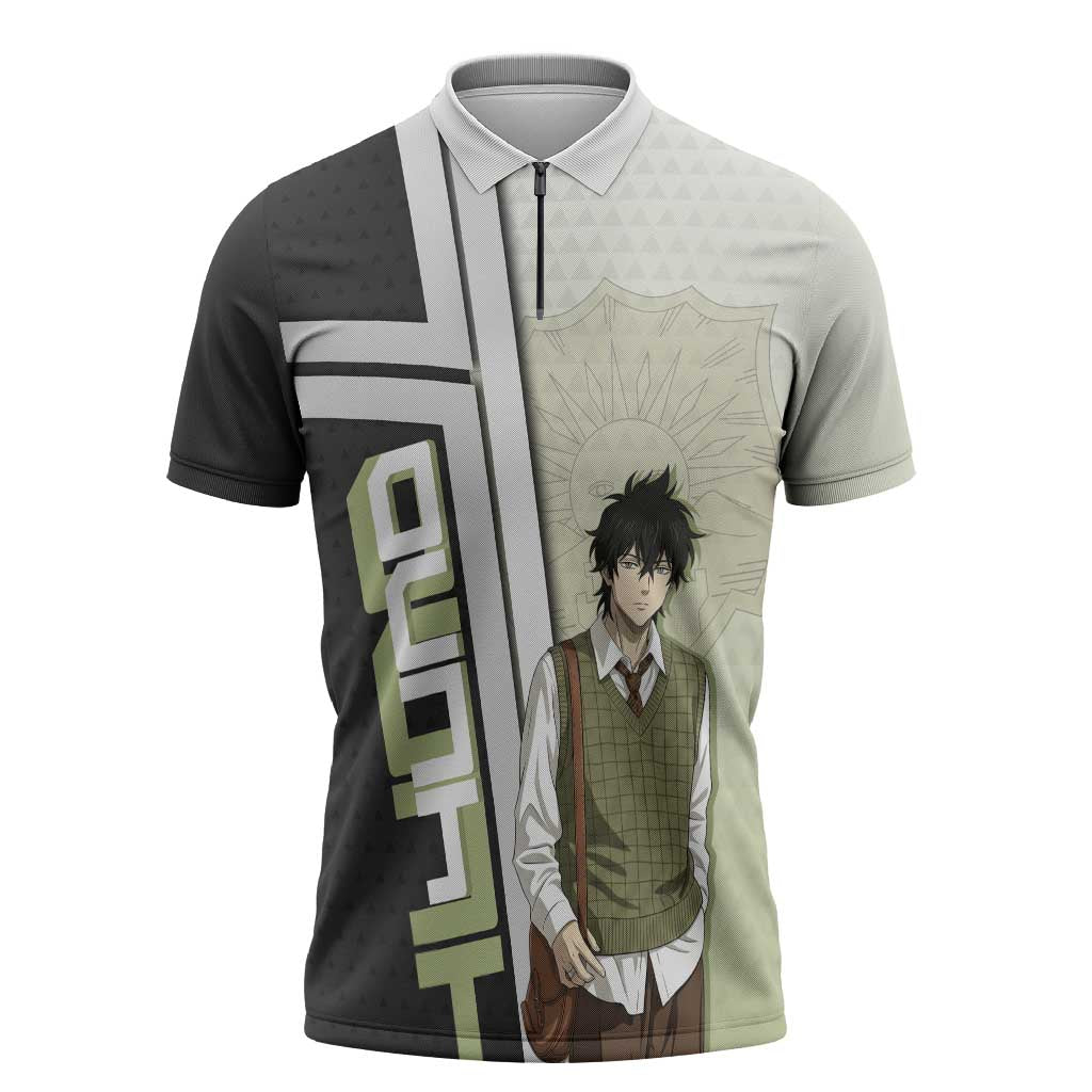 Black Clover Yuno Zipper Polo Shirt Vintage Scholar Anime Style
